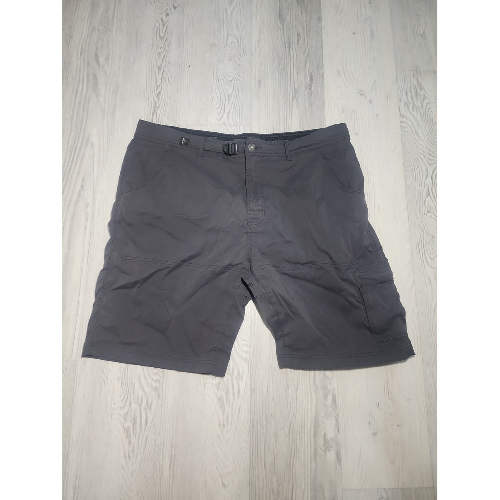 prAna Men's Gray Cargo Shorts Size 40 With 10" Inseam Built In Belt Hiking